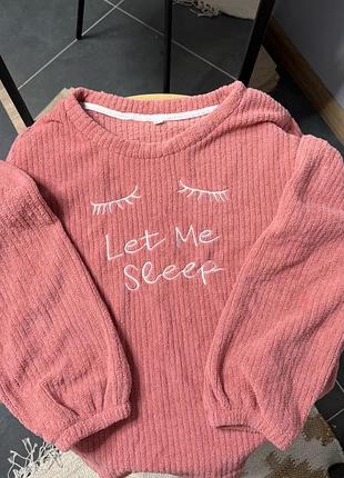 Піжамна кофта жіноча рожева з написом let me sleep