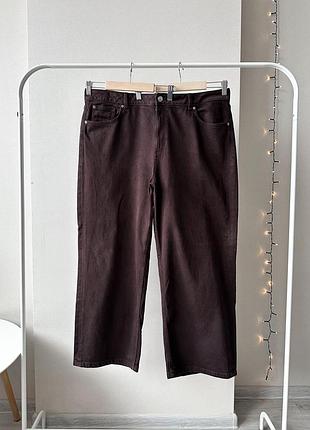 Коричневі щільні джинси широкі штани wide leg шоколадні