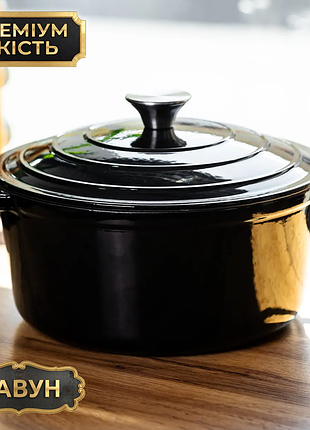 Кастрюля чугунная эмалированная 5 л, черный yiwu hp-flg-2 black