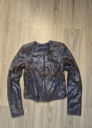 Guess distressed faux-leather biker jacket