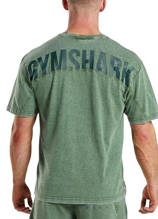 Чоловіча футболка gymshark xxl оверсайз / зелена виварена бавовна