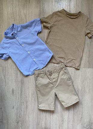 Комплект одягу, футболка, шорти, сорочка, denim co, matalan, tu, 4-5 років, бавовна