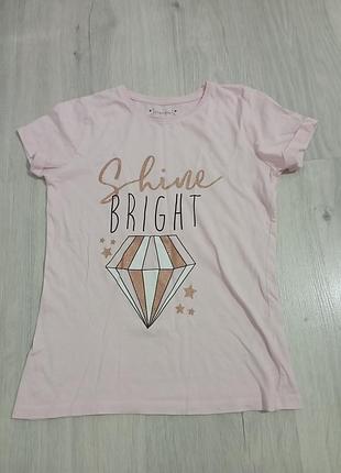 Футболка дитяча рожева з принтом shine bright
