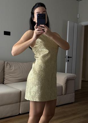 Коротка жіноча сукня zara золотистого кольору