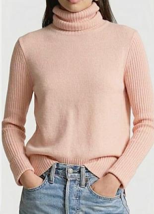 Жіночий светр гольф з вовни m&s пудрово-рожевого кольору розмір s/m