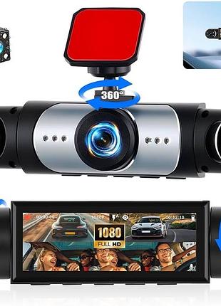 Автомобільний відеореєстратор oiliehu 4-канальний 1080p, дві вбудовані камери 480p, 3,16-дюймовий сенсорний екран з нічним баченням