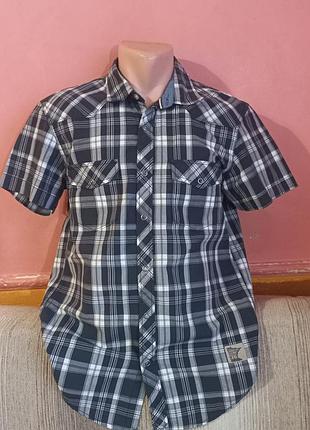 Мужская рубашка в клетку h&amp;m l.o.g. fitted (размер m, 100% хлопок)