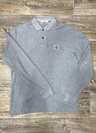 Stone island лонгслив-поло серый, размер l