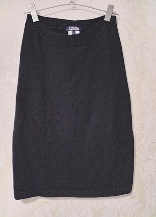 Черная трикотажная миди юбка из шерсти и кашемира от max mara