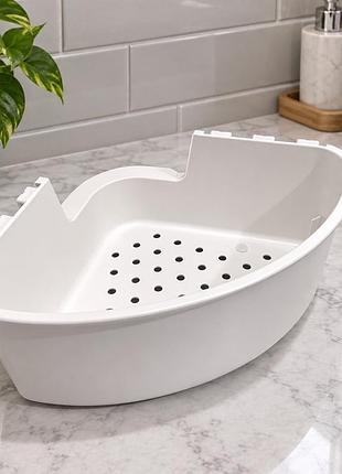 Кутова полиця ikea tisken 204.003.04 біла полка кутова органайзер у ванну кошик на стіну ікеа (призначений висіти на присосках) кутовий якісний