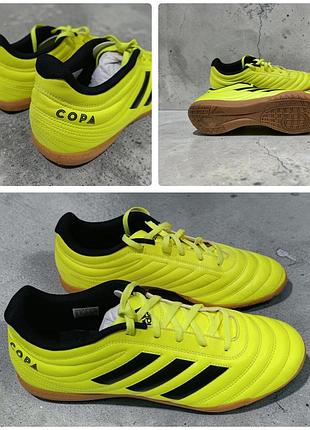 Футзалки (бампи) adidas copa 19.4 in у кольорі solar yellow / core black (яскравий жовтий з чорними смужками) розмір 44.