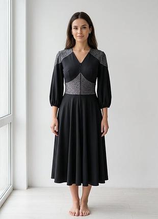 Вінтажна сукня-міді з імітацією корсета від tiina (made in finland) розмір s