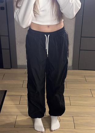Спортивні штани house широкі baggy чорні зі смужками