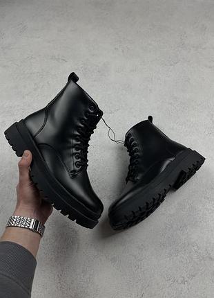 2484/ чорні шкіряні лаковані черевики - берци black squad, типу dr.martens