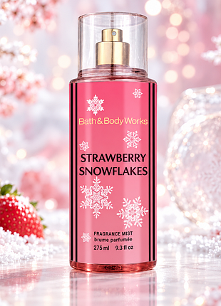 Парфюмированный спрей для тела bath &amp; body works strawberry snowflakes exclusive euro 275 мл (22698)