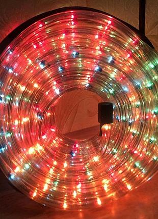 Нова світлодіодна гірлянда дюралайт rope light, 10 м, 300 led, мультиколор