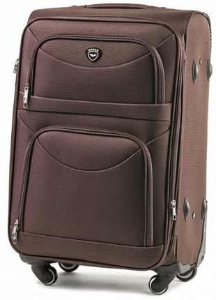 Чемодан на колесиках текстиль коричневый арт.6802/4 brown (s) wings польща