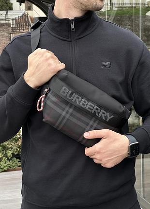 Бананка burberry men's sonny archive grey belt bag