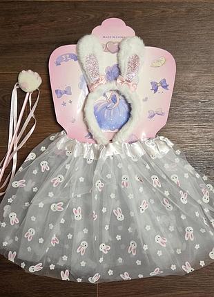 Костюм карнавальный зайки для девочки на рост 92-110 см (2-5 лет)