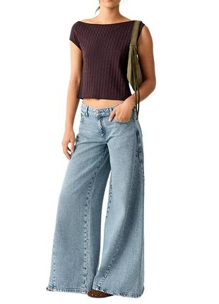 Женские кюлоты zara, голубые, размер 46, m