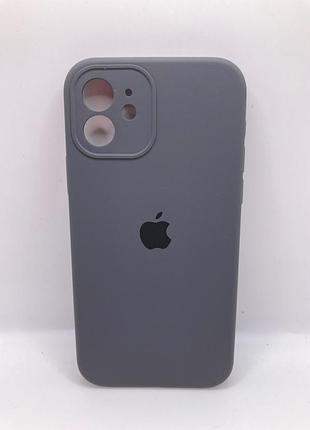 Чохол silicone case full camera protective (aa) для apple iphone 12 (6.1") (сірий / dark gray) 00042250