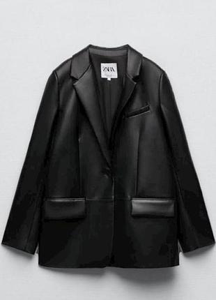 Стильний шкіряний піджак zara s-m жакет
