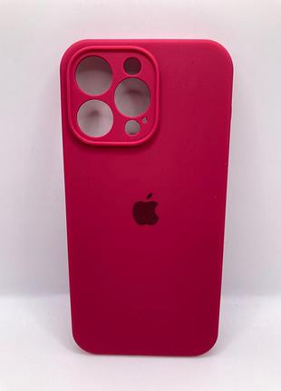 Чохол silicone case full camera protective (aa) для apple iphone 14 pro max (6.7") (чорній/rose red) 57053 57053*