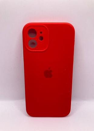 Чохол silicone case full camera protective (aa) для apple iphone 12 (6.1") (чорній/red) 42250 42250*