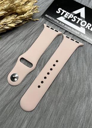 Ремешок s-m силиконовый для apple watch 38 40 41 мм series 1 2 3 4 5 6 7 se браслет однотонный цветный 19. pink sand