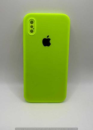 Чохол silicone case square full camera protective (aa) для apple iphone xs / x (5.8") (салатовий / neon green) 40231 40231*