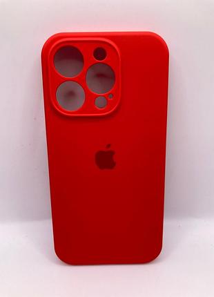 Чохол silicone case full camera protective (aa) для apple iphone 15 pro (6.1") (чорній/red) 00066392