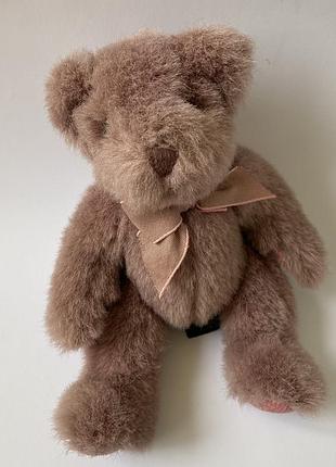 Коллекционный мишка тедди russ berrie bears from the past teddy оригинал 1990-х редкий ретро медведь с вельветовыми лапками с бантом медвежонок ведмід