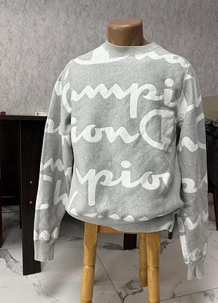 Джемпер champion reverse weave сірий з логотипом