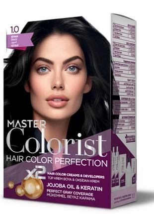 Краска для волос master colorist 1.0 черный, 2x50 мл+2x50 мл+10 мл