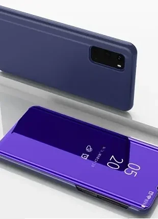 Чехол книжка clear view на samsung galaxy s20 electroplating mirror-синий