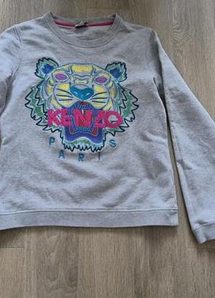 Світшот kenzo сірий з принтом тигра