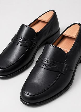 Шкіряні лофери brioni (100% шкіра, італія) / чорні класичні