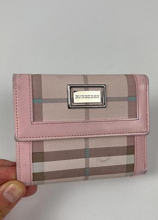 Жіночий гаманець burberry рожевий шкіряний у клітинку