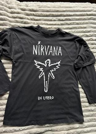 Лонгслів nirvana in utero з подвійним рукавом графітовий