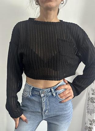 Кофта вкорочена shein чорна м