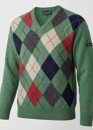 Вінтажний шотландський светр palmer 100% lambswool (аргайл) вовна ягняти першого стригу) розмір s, m