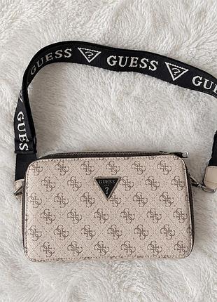Жіноча сумка guess бежева через плече