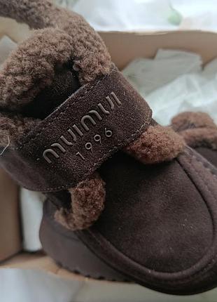 Уггі miu miu коричневі з хутром та липучкою