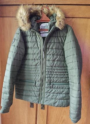 Куртка north valley стьобана з капюшоном хакі l, m