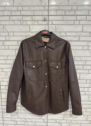 Жіноча шкіряна куртка-сорочка voyelles size 42 xl