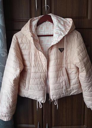 Куртка жіноча guess двостороння стьобана персикова