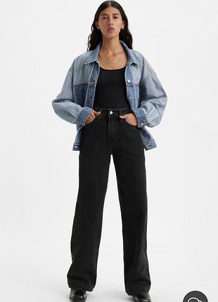 Джинси жіночі levi’s ribcage wide leg чорні розмір s