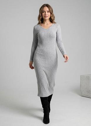 Осіння трикотажна міді сукня №473/71