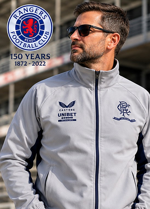 Чоловіча спортивна куртка castore glasgow rangers fc 150 years, ювілейна колекція 1872–2022, сіра, s (46)