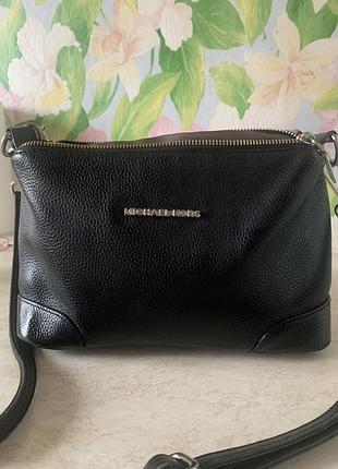 Жіноча шкіряна сумка michael kors чорна через плече
